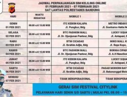 Jadwal SIM Keliling Bandung 4 – 6 Februari 2021