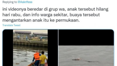 VIRAL, Seekor Buaya Antar Jenazah Bayi di Sungai Mahakam, Netizen: Subhanallah Kuasa Allah