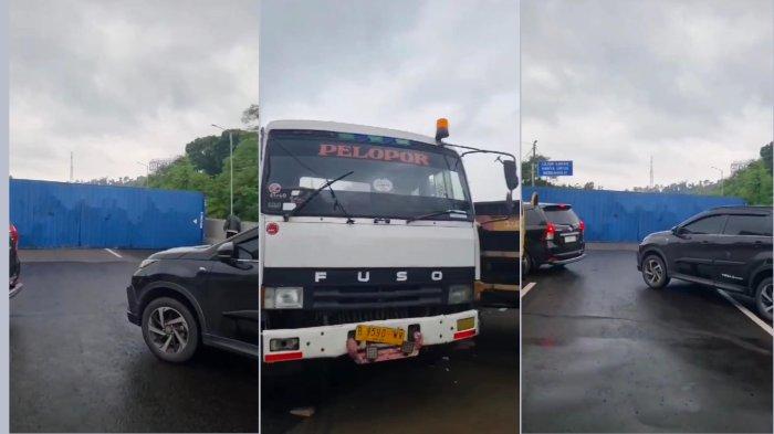 Truk kontainer mengalami insiden kecelakaan tunggal di Jalur A di Ruas Jalan Tol Cipularang, kilometer 92.200 wilayah Sukatani, Purwakarta, Kamis 14 Maret 2024.