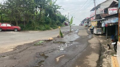 Kesal tak Kunjung Diperbaiki, Jalan Rusak di Dekat Kantor Pemkab KBB Ditanami Pohon Pisang